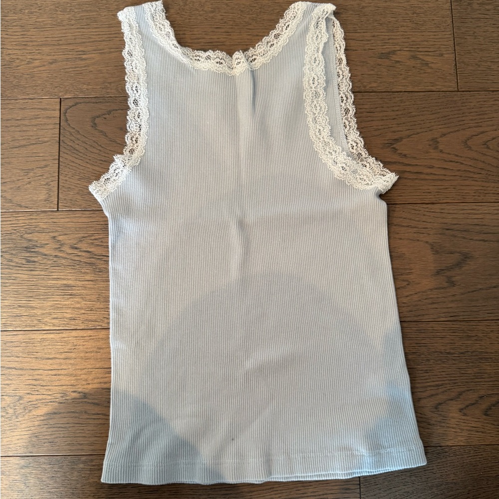 BRANDY MELVILE BABY BLUE LACE TANK TOP